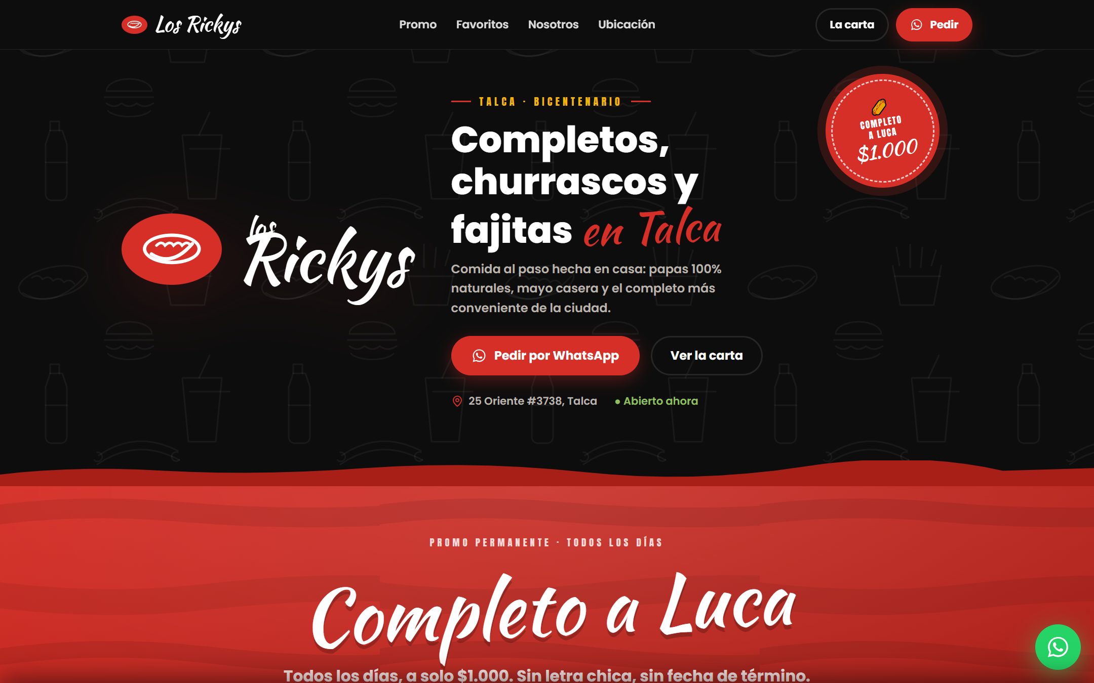 Los Rickys — portada real del sitio